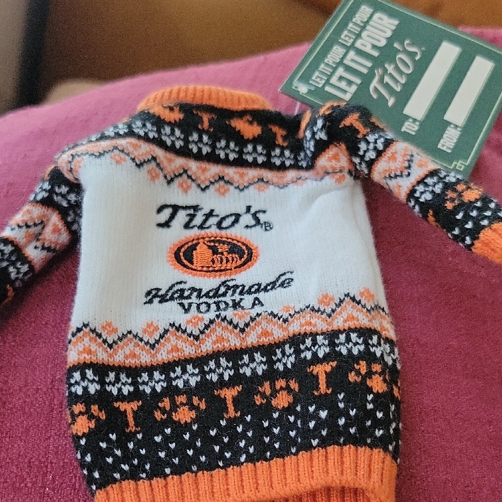 Tito's Vodka For Dog People Bottle Sweater NWT